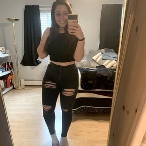 XS Black, Ripped Fit Jeans